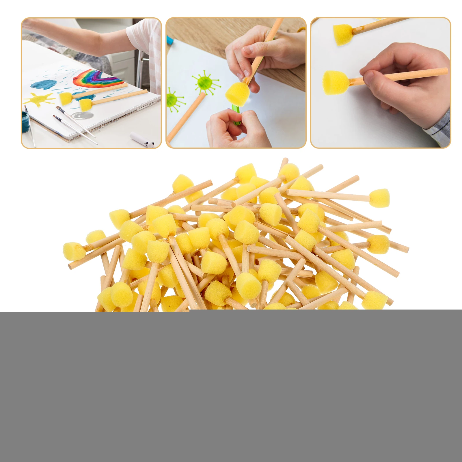 

100pcs Wooden Round Sponge Paint Sponges For Kids Tools for Kids DIY Foam Sponge Pens 1.5cm Craft Sponges Size