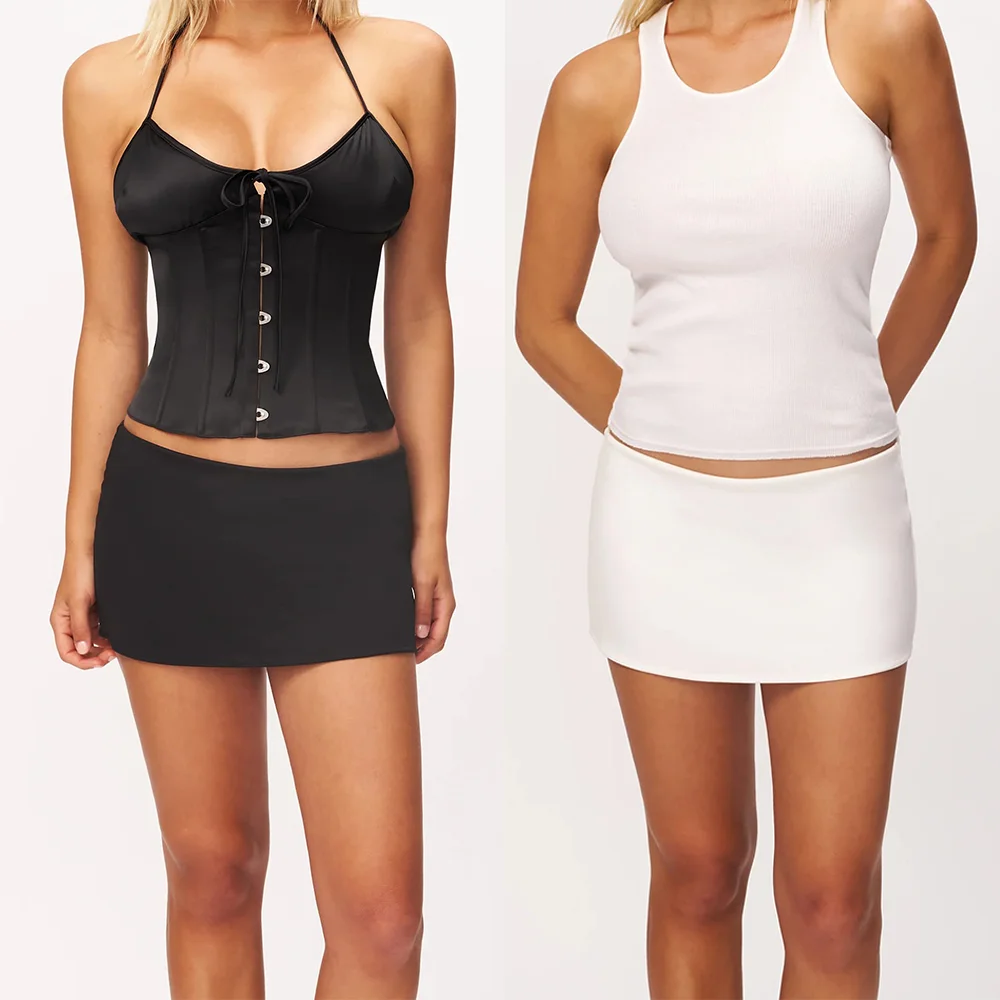 Low-Waist Ultra-Short Skirt Pants, Tight-Fitting Mini Skirt with Built-In Safety Shorts to Prevent Exposure