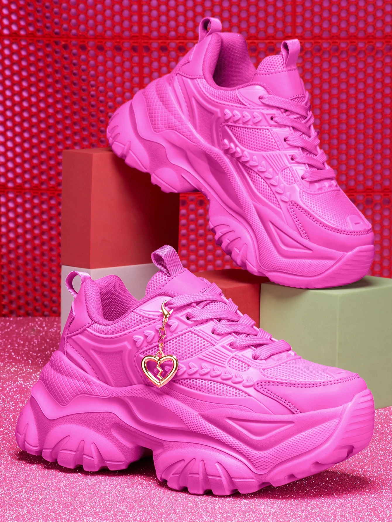 Damen-Sneaker mit 7 cm Erhöhung der Höhe, Outdoor-Mode, Freizeitschuhe mit 3D-DIY-Abnehmbarer Metallgold-Herz-Dekorationskette, Damen-Sneaker mit EVA-Dicksohle, hoher Plattform, blauen hohen Absätzen, leichter weicher Sohle, stoßdämpfend, rutschfeste Laufschuhe, runde Zehenpartie, einfache Schnürung, Edelsteinblau, große Größen für Studenten, Teenager, Campus, Alltag, Dating, Fitness, Arbeit, Büroschuhe, trendige vielseitige Keilabsatz-Sneaker für Damen. – Detail 21