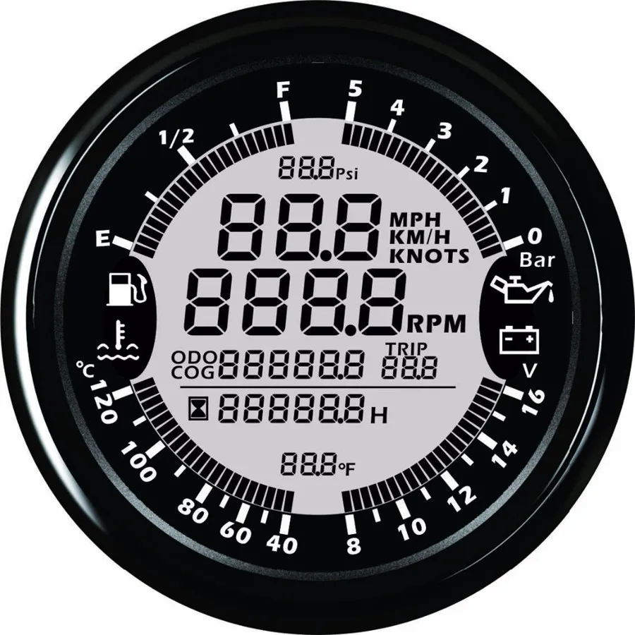 

9-32V 85mm GPS speedometer Tachometer Oil Pressure Water Temp Voltmeter Fuel level ODOmeter with backlight for Auto Boat Gauges