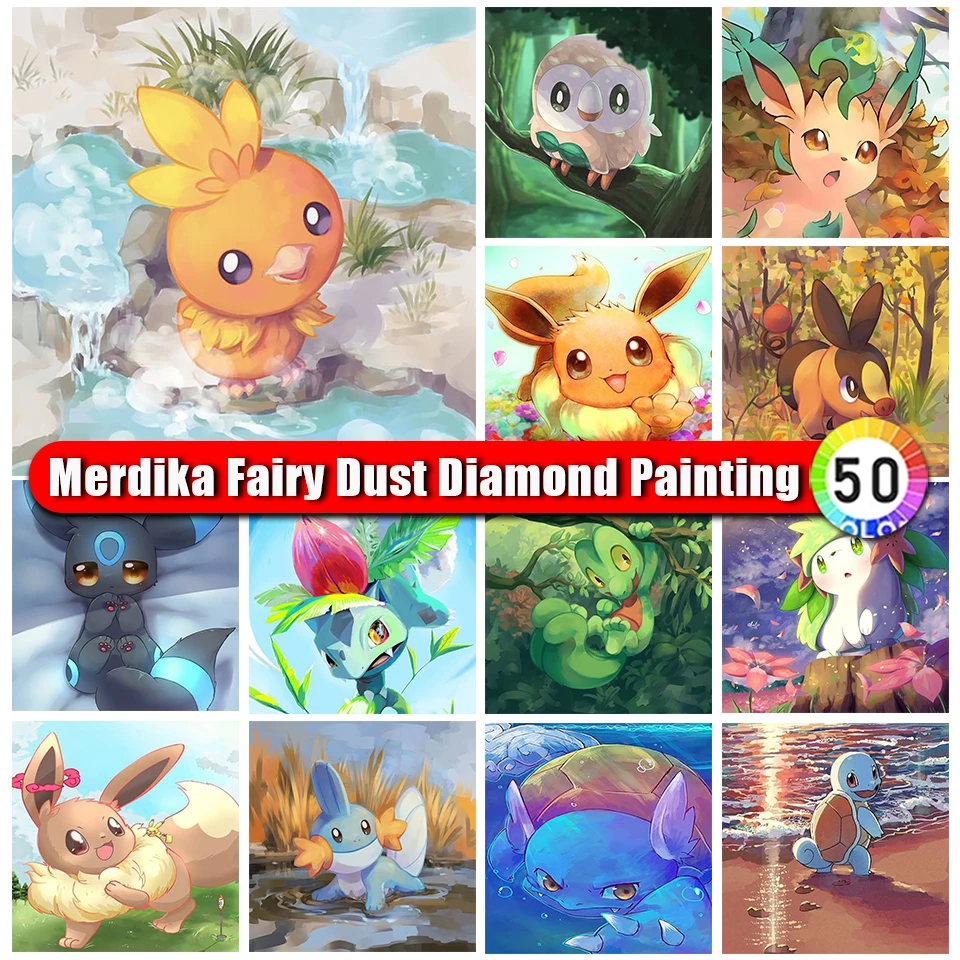 

Merdika Fairy Dust Diamond Painting Pokemon Kit Anime Picture Diamond Embroidery Cartoon 5D Mosaic Rhinestones Decor New 2024