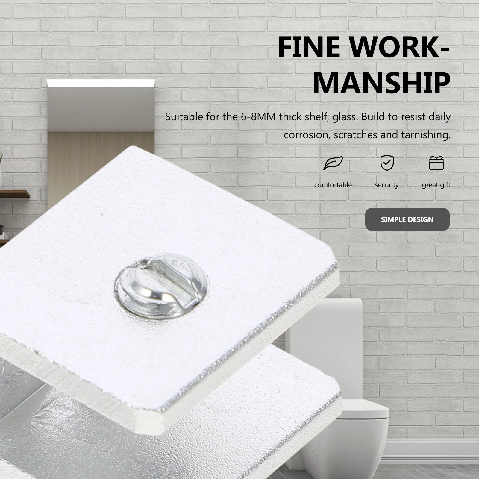 

10Pcs Glass Shelf Brackets Space Aluminum 6-8Mm Thick Floating Glass Shelf Mounting Clips for Shower Bathroom Kitchen Storage