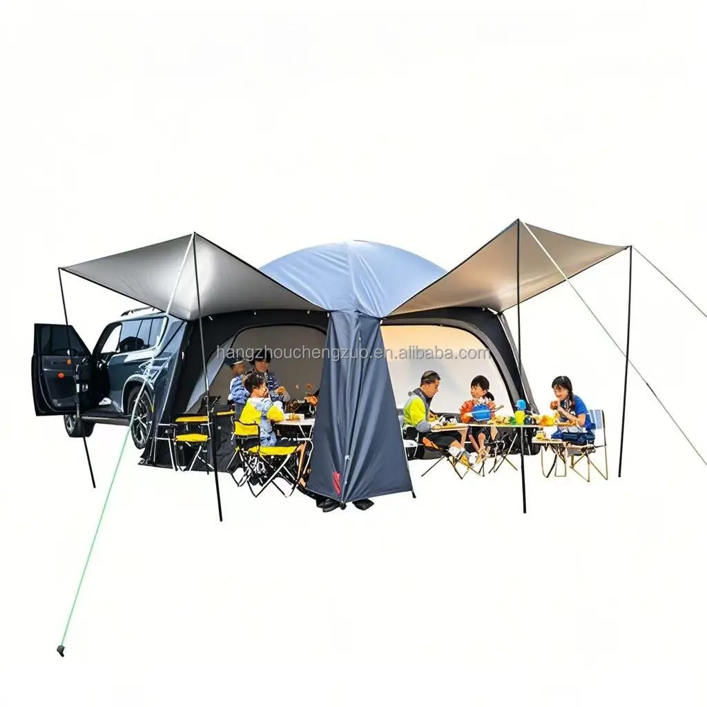 

Палатка для внедорожника Tiple Layers, автомобильная палатка для кемпинга - палатка для внедорожников с задней дверью, палатка для кемпинга, палатка для сна на 4 человека, автомобильные палатки с навесом
