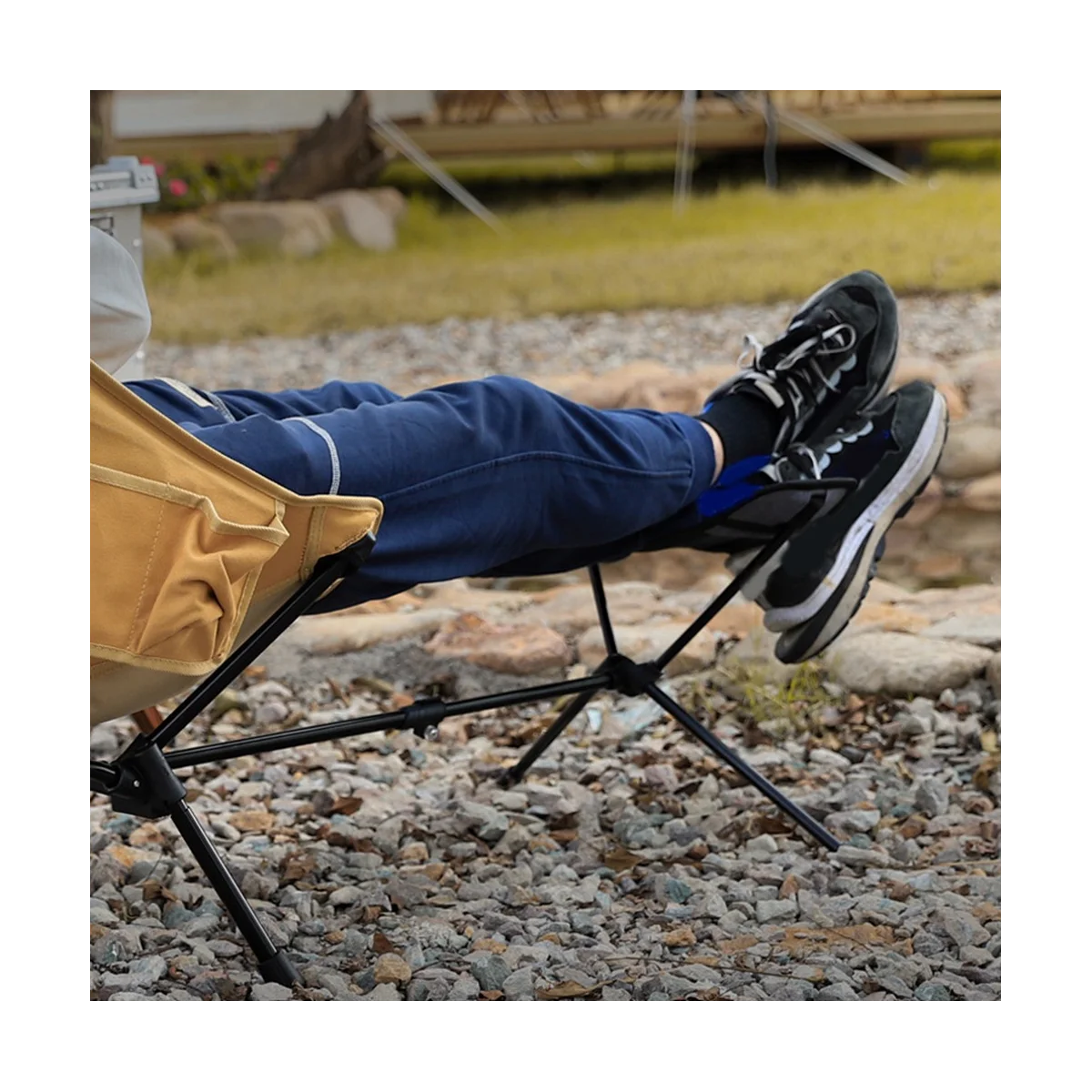 Outdoor Folding Footstool Portable Recliner Footstool Plus Long Leg Stool Can Be Used with Folding Recliner