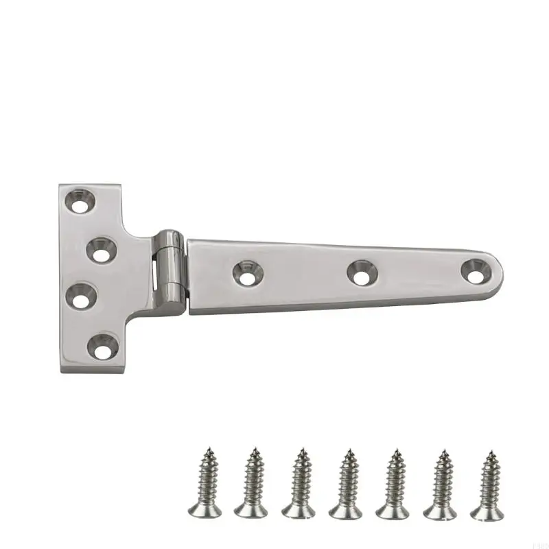 Marine Hardware T Hinge 75 x 152 mm, T-Shaped Screw Mounted Hinge for Boat Lid, Cabinet Door or Utility Lid with 7 Screws for