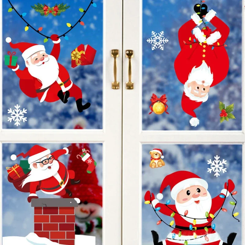 Christmas Window Stickers Bathroom Shadow Clings Xmas 2025 New Year's Eve Merry Christmas Kids Birthday Party Decorations Favors