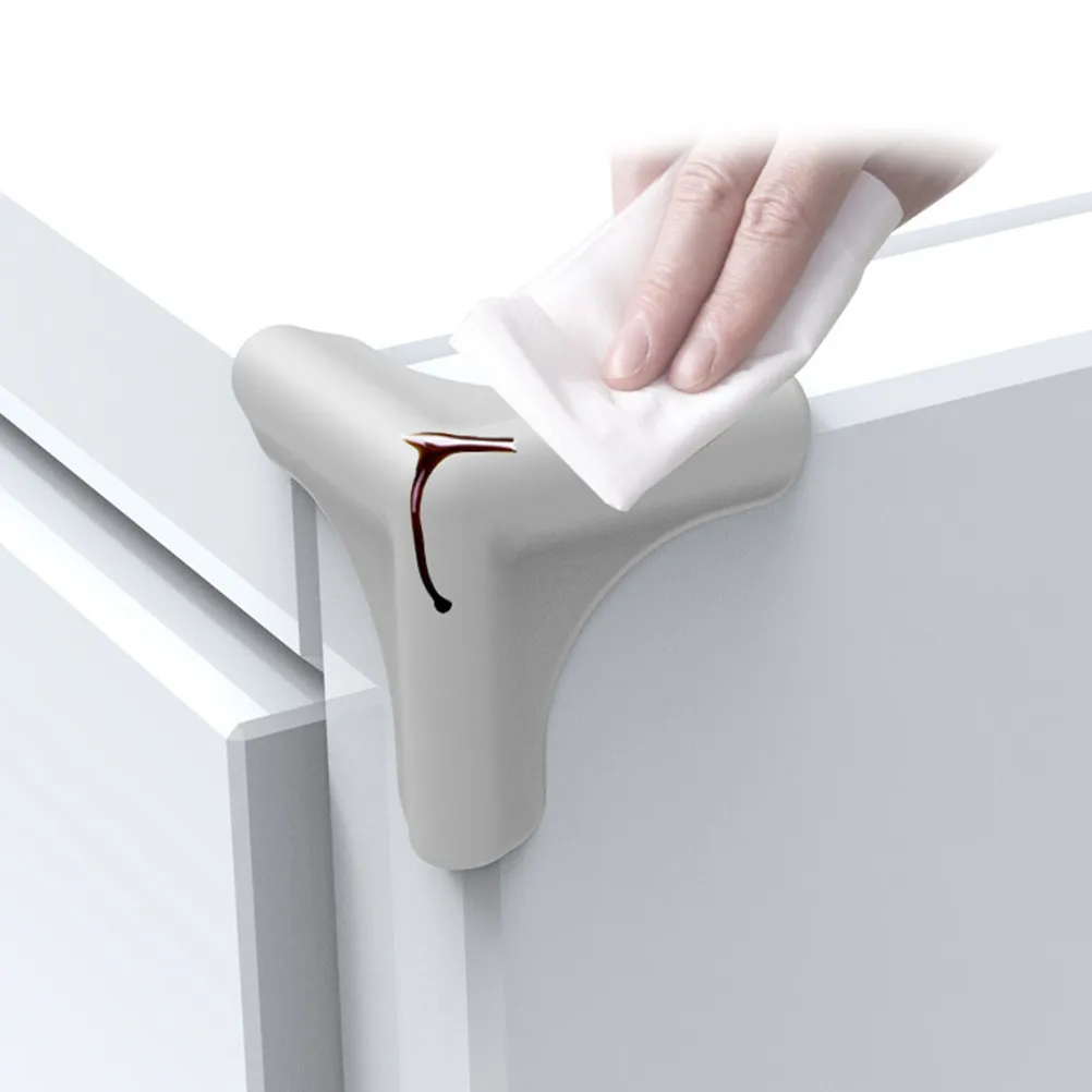 

4Pcs Kid Safe Corner Protector Soft Silicone Desk Table Furniture Guard Grey Home Desk Protector Corner
