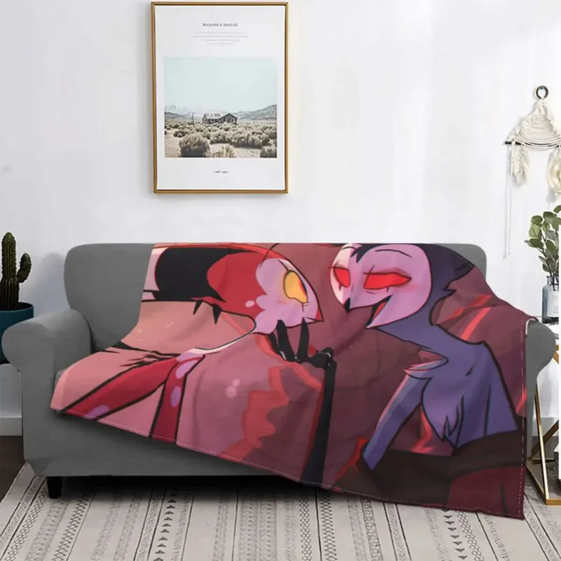 

Helluva Boss Blitzo Adult Animation Blankets Coral Fleece Plush Decoration Bedroom Bedding Couch Bedspread