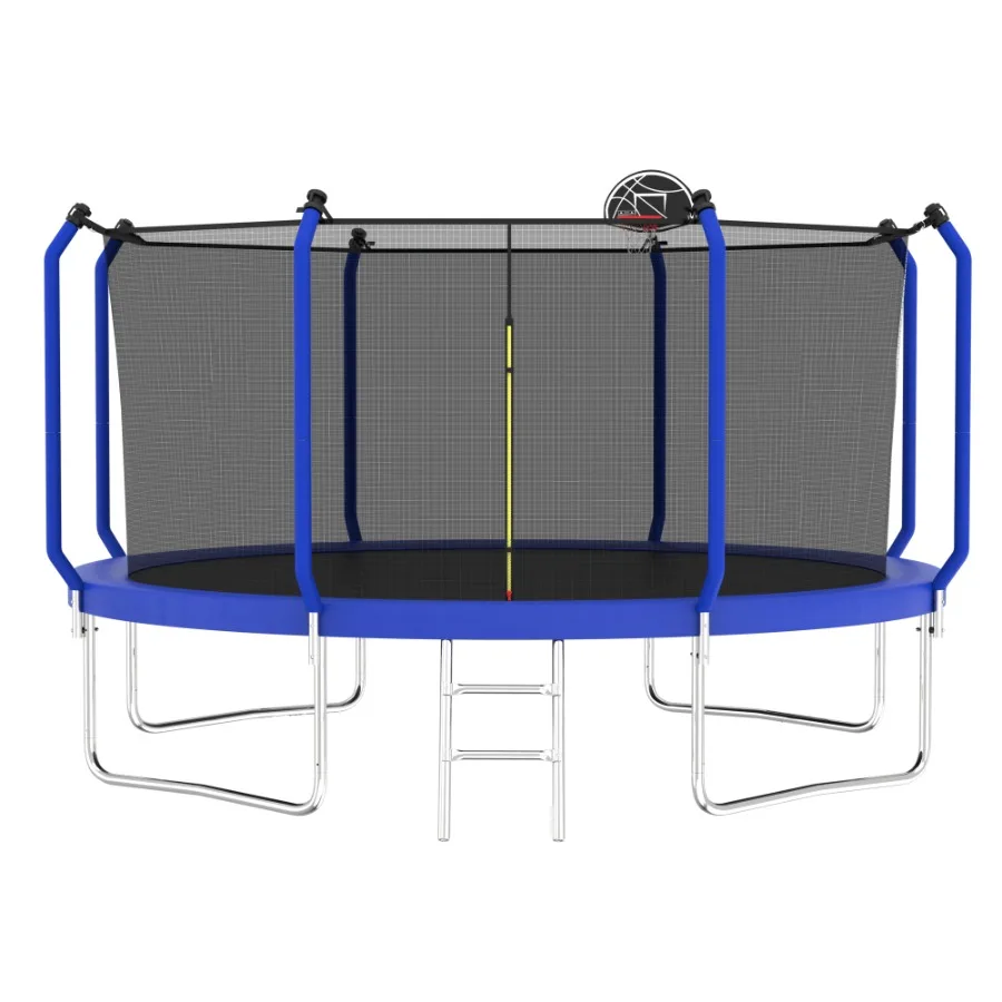 

12FT Trampoline with Basketball Hoop ASTM Approved Reinforced Type Outdoor Trampoline with Enclosure Net