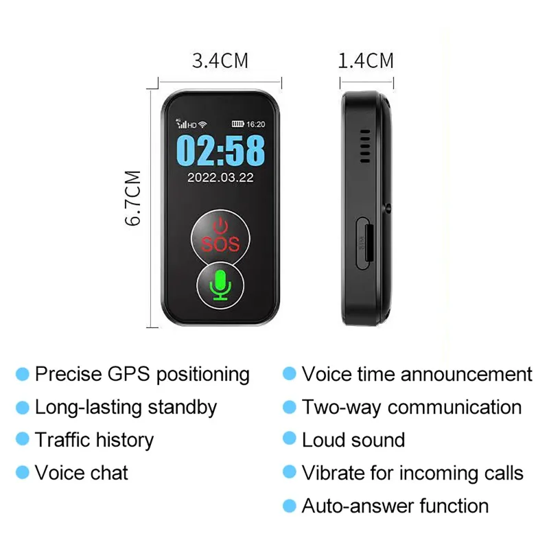جهاز تعقب GPS 4G مع زر SOS مقاوم للماء ومتعدد الدقة لتحديد المواقع جهاز تعقب GPS محمول مقاوم للماء لكبار السن والأطفال #6
