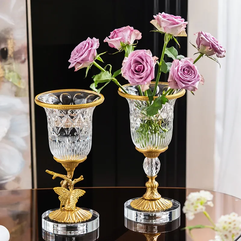 European light luxury retro vase ornament, living room flower arrangement dining table, TV cabinet, dried flower flower