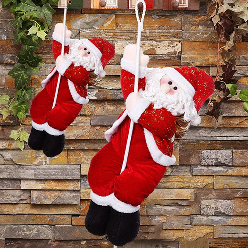 Climbing Rope Santa Claus Plush Doll, Christmas Toy Gift, Fireplace Decoration, Christmas Home Decor, Holiday Ornament