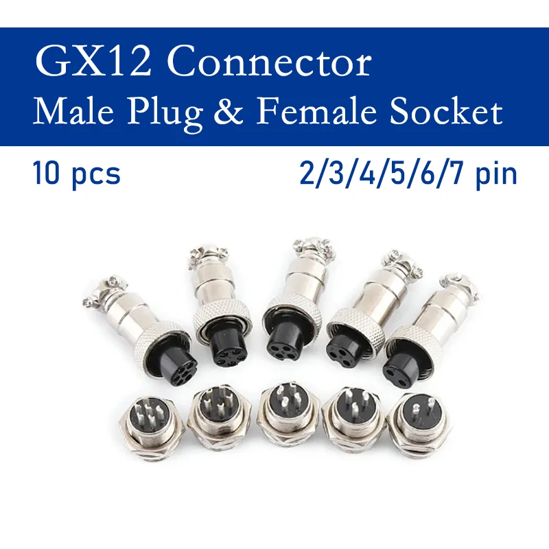 

Connector GX12 small metal aviation socket 2P 3/4/5/6/7pin electric cable terminal fixed type and Rear Nut type Female&male