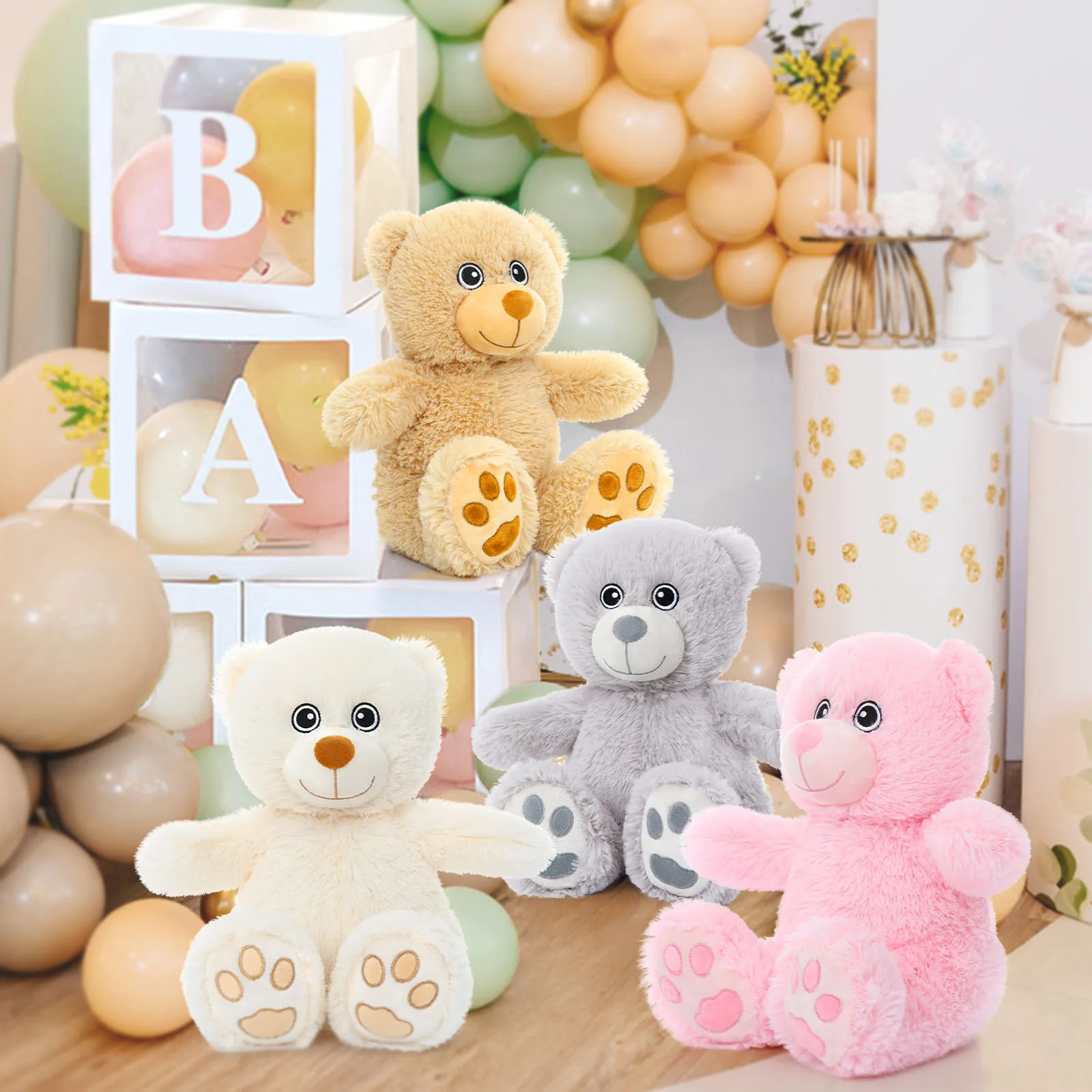 MorisMos Teddybär, Stofftier, 5 Packungen, Teddybär-Masse für Babyparty, 35,6 cm, kleiner Teddybär für Kinder, Valentinstag