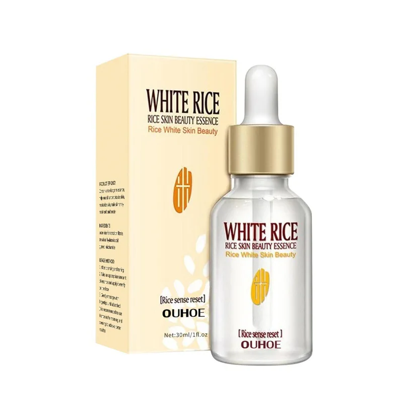 OUHOE White Rice Face Serum Shrink Pores Deep Moisturizing Repair Skin Hydration Face Lightening Moisturizing Facial Serum 30ml