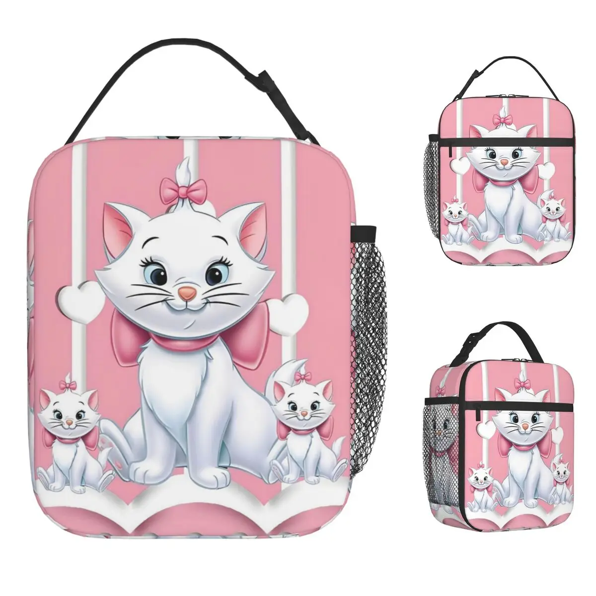 

Marie Cat Cute Kitten Insulated Lunch Bag Cooler Bag Lunch Container Large Tote Lunch Box Food Handbags Beach Travel