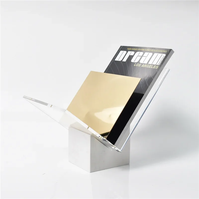 

Marble Acrylic File Holder Organizer Magazine Shelf Newspaper Clip Binder Mail Book CD Records Sorter for Home Office Decoration