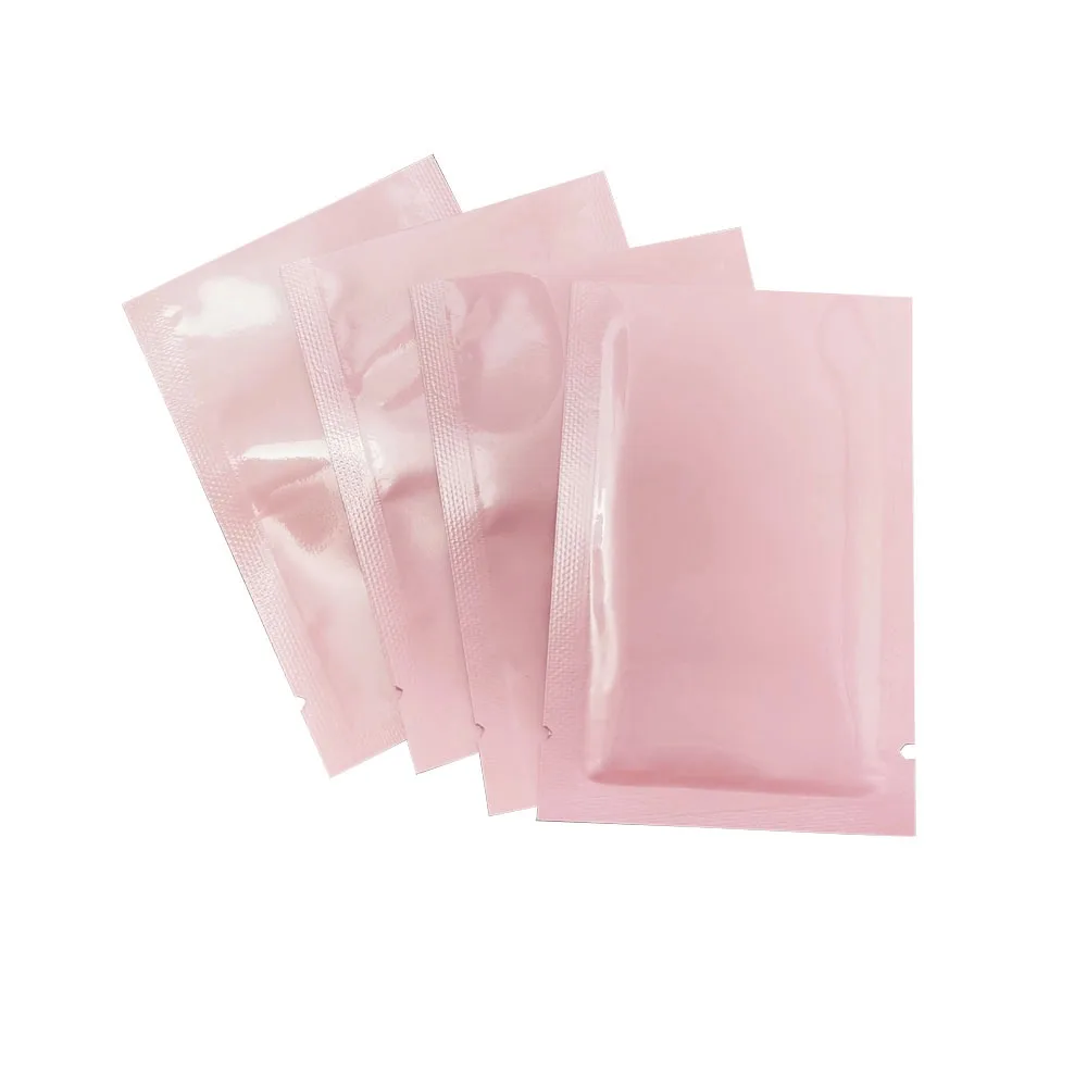 500pcs Glossy Pink Aluminum Foil Vacuum Bag Food Snack Packaging Mylar Storage Pouch For Cosmetic  Snack Wrapping