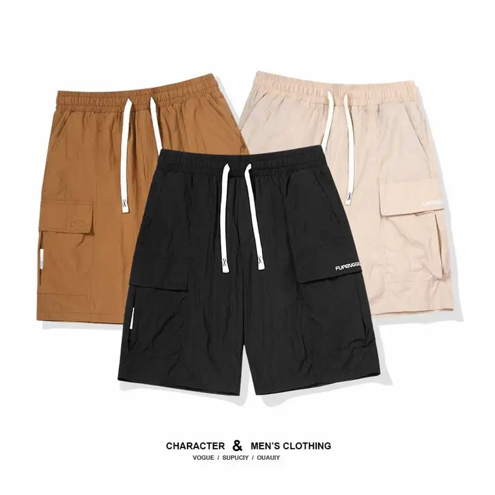 Cargo Shorts Men\'s Summer Thin Fashion Loose All-Match Straight Pants High-End Sports Casual Fifth Pants Men Multi pocket Shorts