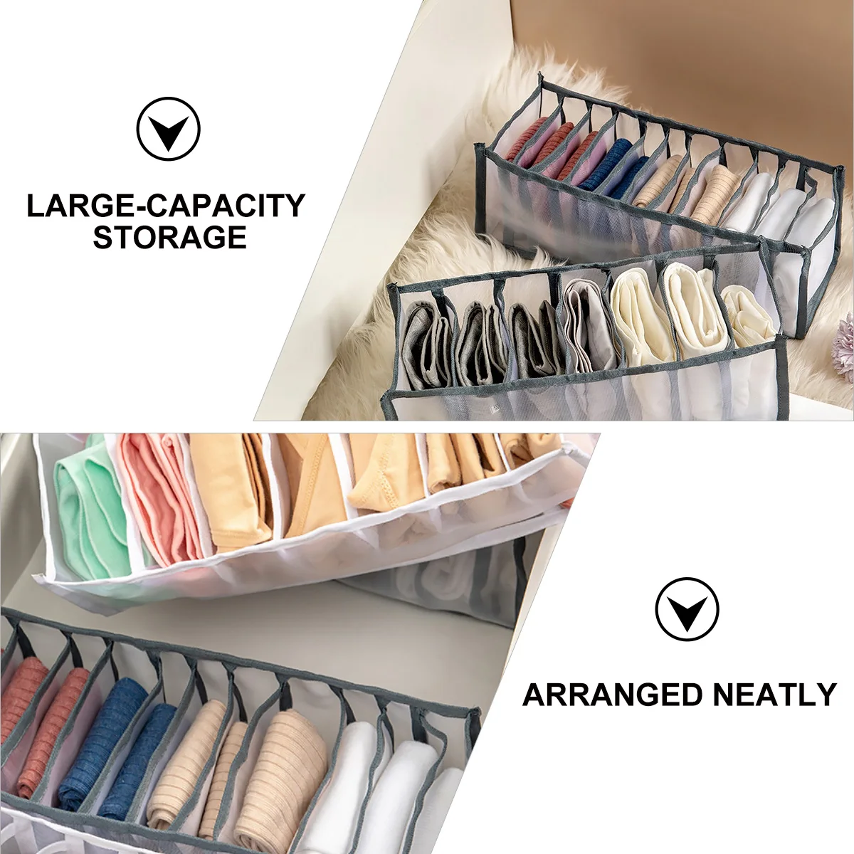 

1pc Underwear Storage Box Large Capacity Multi Compartments Bra Socks Holder Cloth Storage Container Bedroom