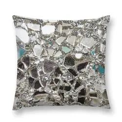 An Image of An Explosion of Sparkly Silver Glitter, Glass and Mirror Throw Pillow Couch Cushions Cushion Covers For Living Room