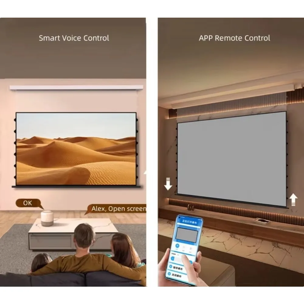 120 inch 16:9/4:3 home theater electronic hidden embedded tension ceiling projection screen