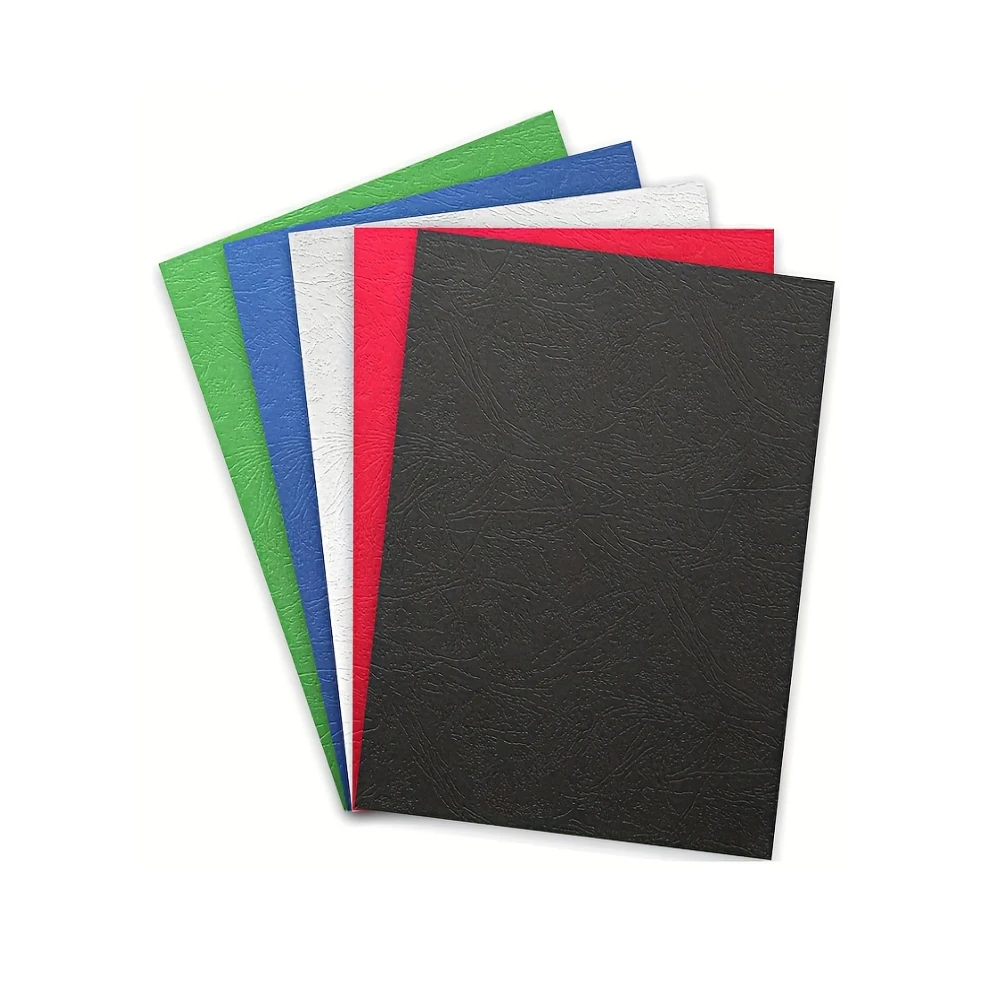 A4 230GMS Azul/Negro/Blanco/Rojo/Verde presentación Fundas de encuadernación de papel de cuero para documentos de negocios 50/paquete sin perforar