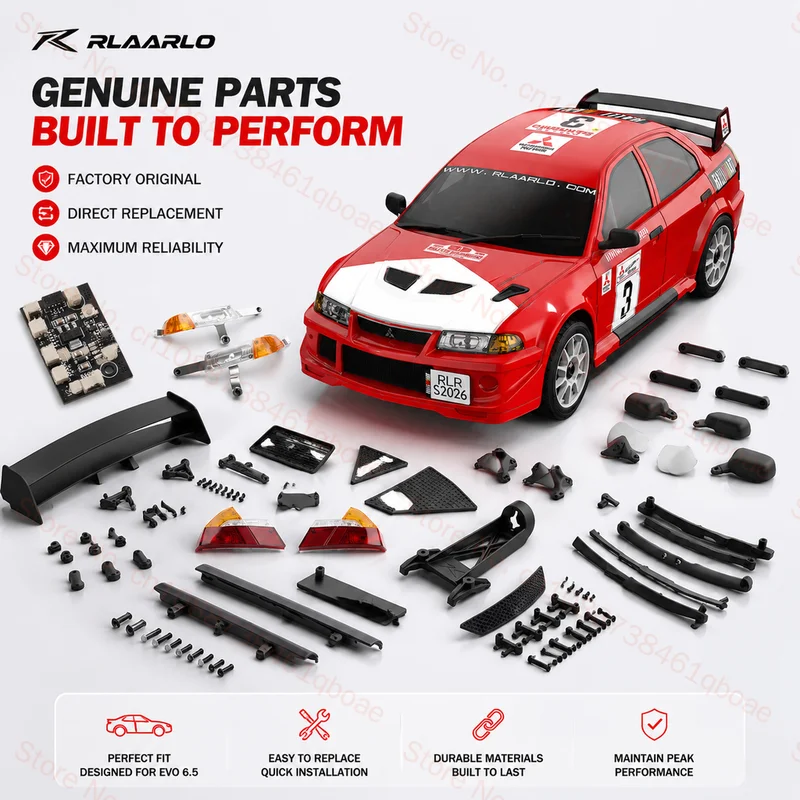 Mitsubishi EVO 6.5 1/7 Genuine parts Car shell light set Exterior Assembly China Open windshield wiper tail fin Light control Rc