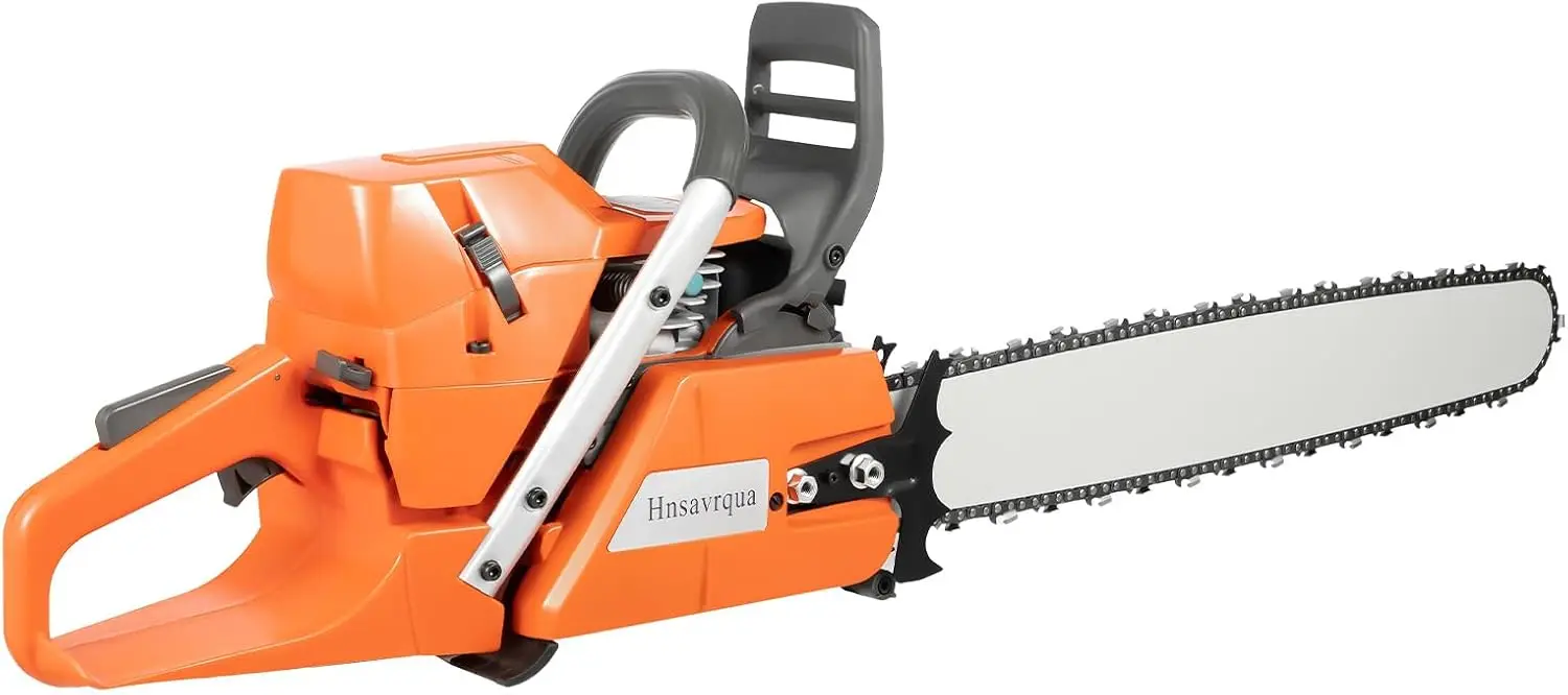 Gas Chainsaw, 72Cc 2-Stroke 24 Inch Gasoline Powered Chainsaw Single Cylinder Air-Cooled Cutting Wood Gas Sawing Crankcase