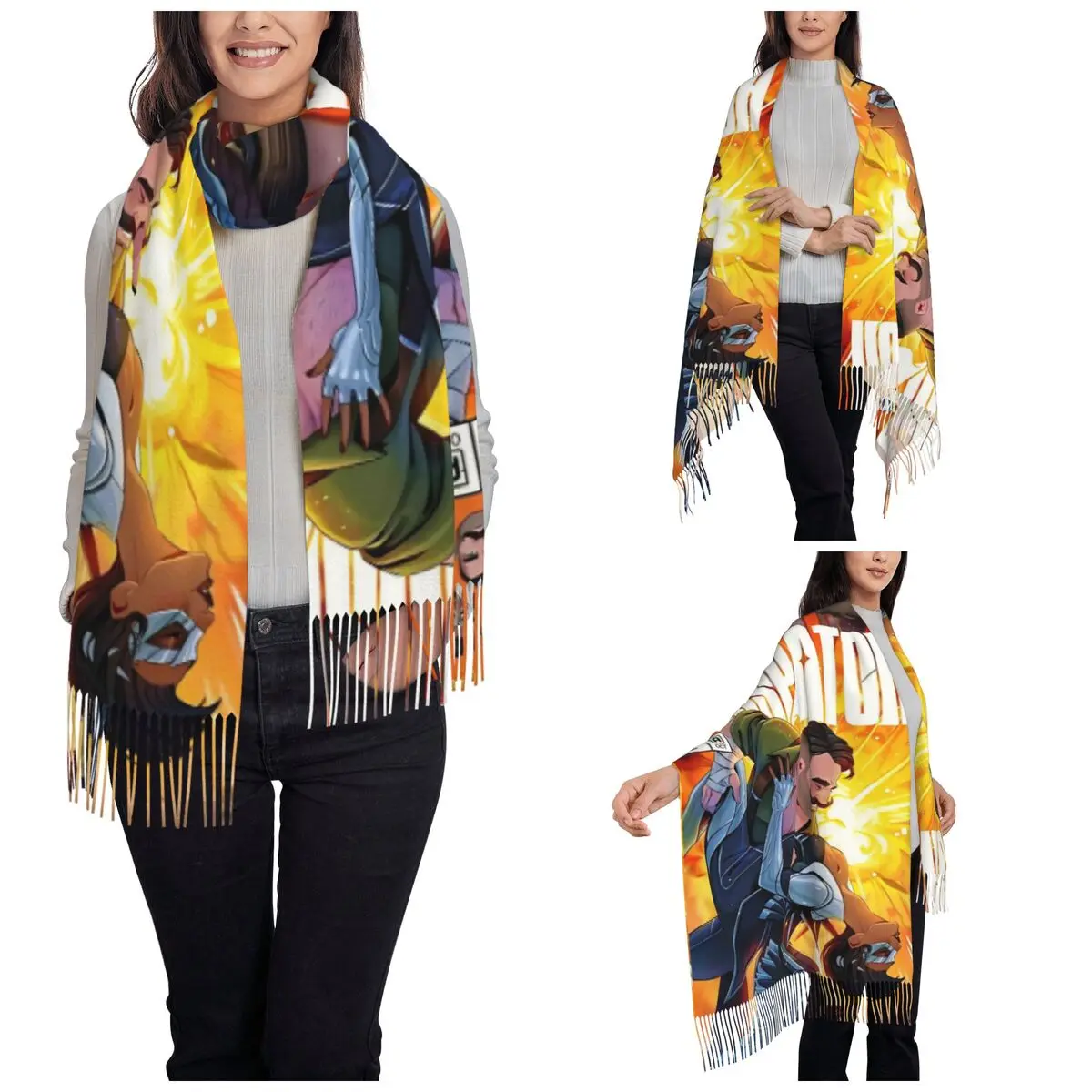 Women's Tassel Scarf Dispatch Game Large Winter Warm Shawl and Wrap Punch Up Coupe Gifts Pashmina Scarves