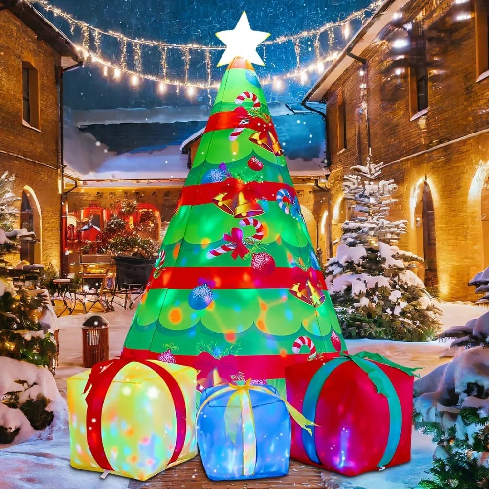 

7 FT Christmas Inflatables Tree Outdoor Decorations Blow Up Yard Present Box with Built-in LEDs for Indoor Party Garden La