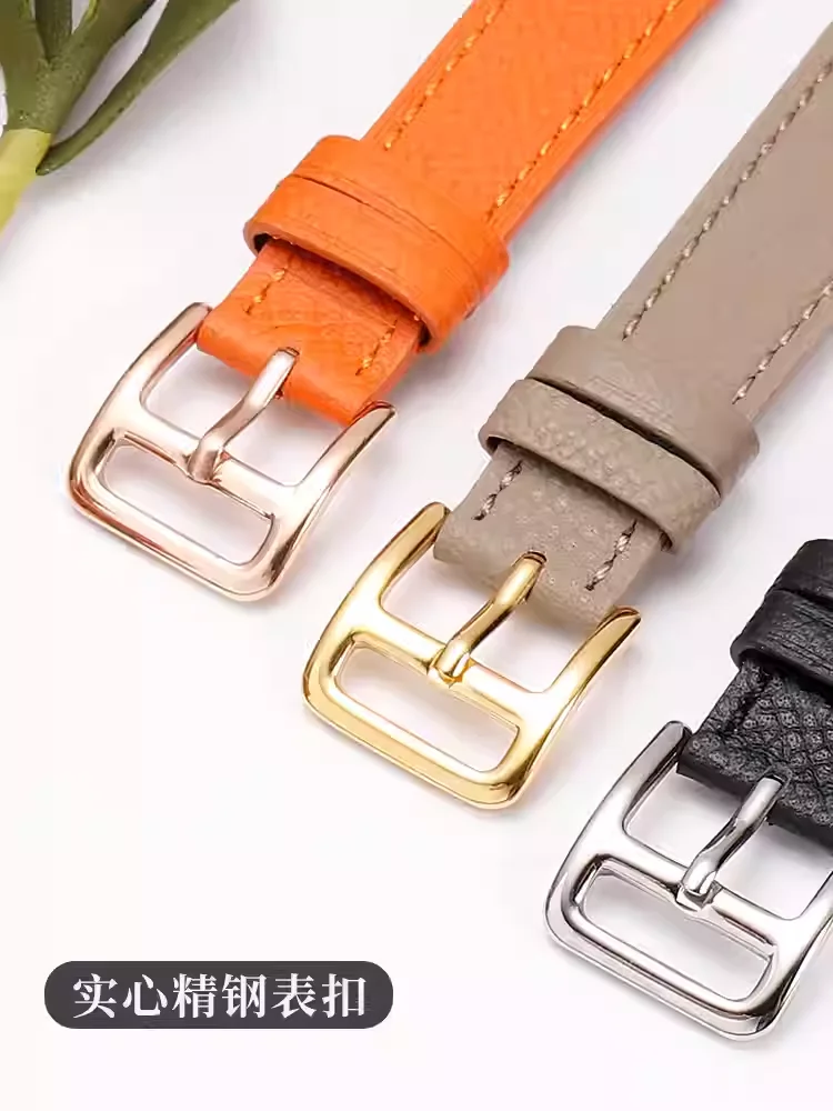 Leather watch strap suitable for Hermes quick release Original pin buckle high quality genuine leather women watchband bracelet