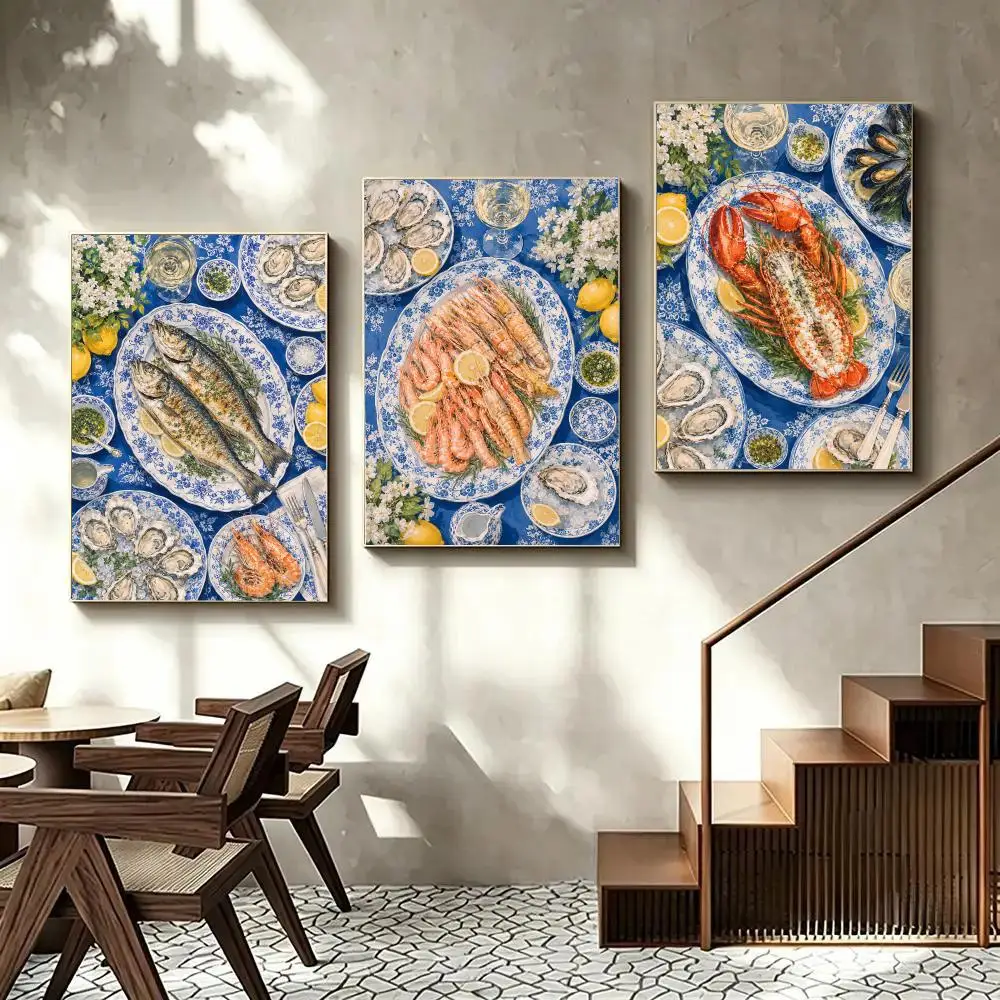 Assorted Seafood Sashimi Platter Poster HD Prints Painting Wall Art For Living Room Home Bedroom Decoration
