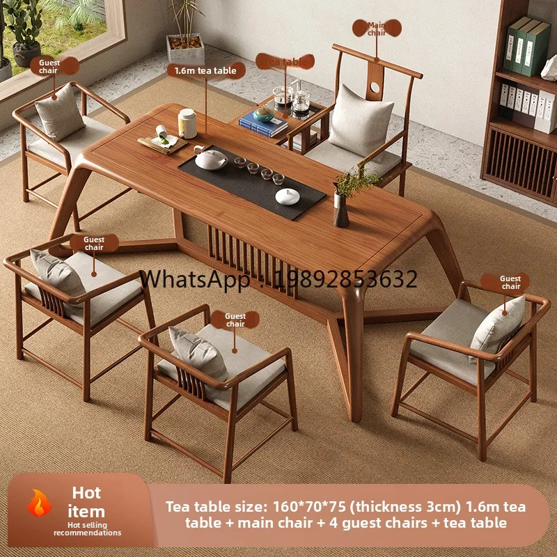 YFY New Chinese Style Classical Solid Wood Tea Table and Chair Set Simple Modern Zen Tea Brewing Table for Home Use