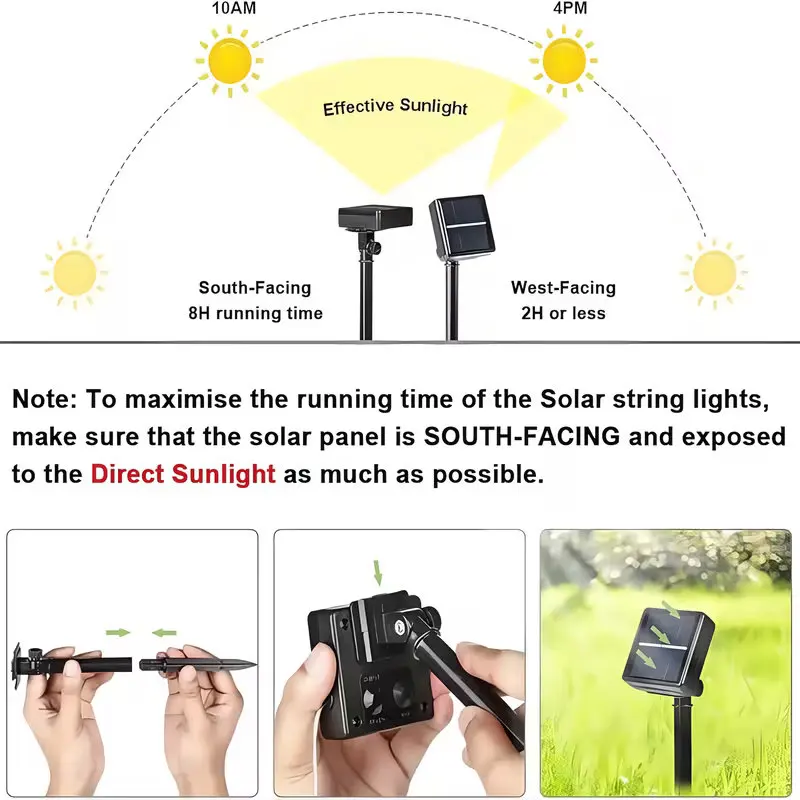 Solar String Lights Outdoor LED Fairy Christmas Lights Waterproof 8 Modes Garland for Garden Tree Patio Yard Wedding Xmas Decor