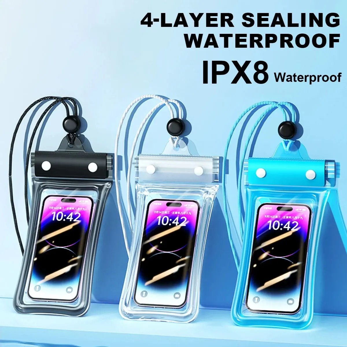 Floating Waterproof Phone Case full View Swimming Bag Underwater Snow Rainforest Transparent Dry Bag Waterproof cover with Seal