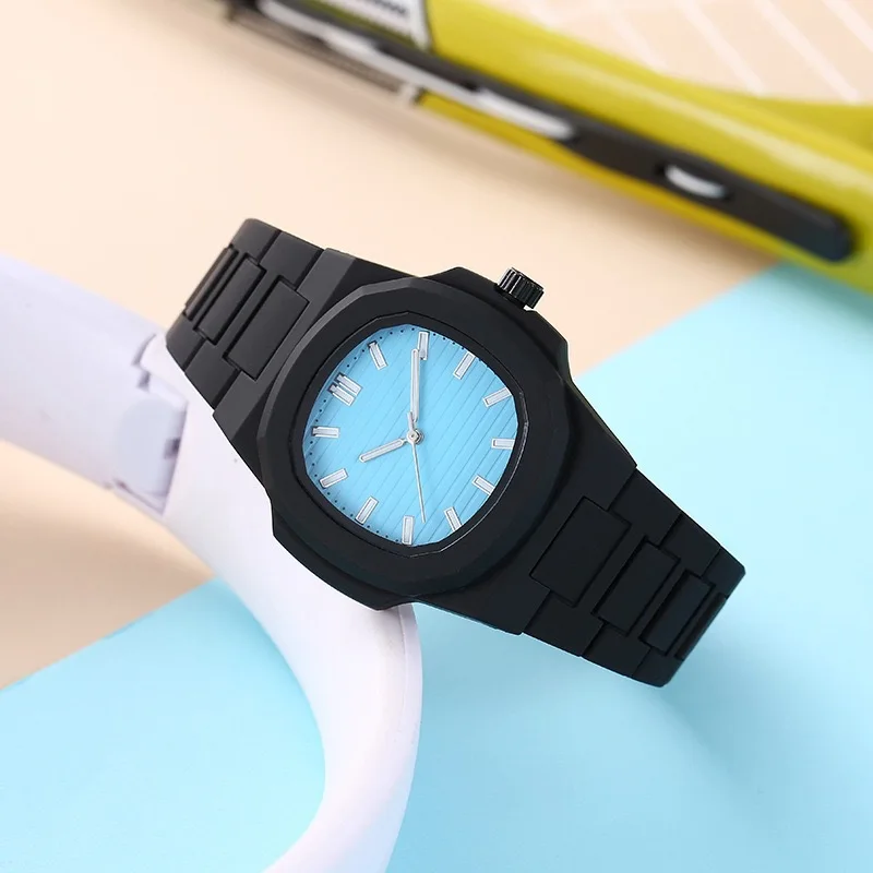 Reloj clásico Orologio para hombre y mujer, Reloj sencillo de silicona con esfera azul y negra, Reloj de pulsera de cuarzo, nuevo Reloj para hombre