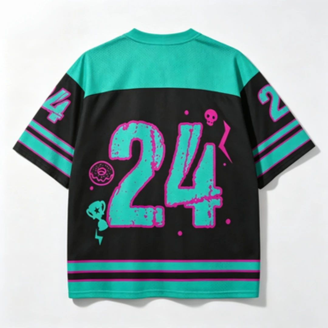 Retro Punk Street Style T-shirt Number 24 Skull Donut Trophy 3D Full Printed Mesh Short Sleeved Casual Top