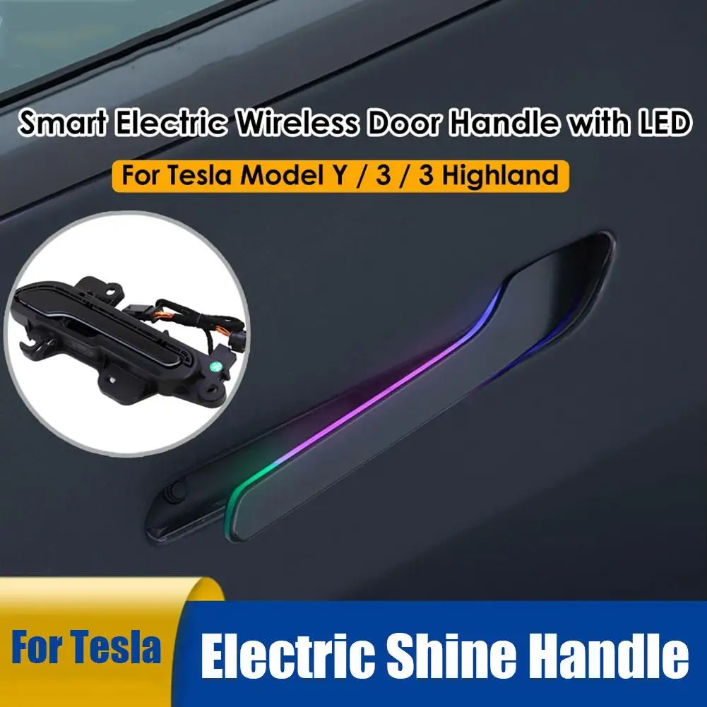 LED completamente automatico intelligente atmosfera luce sensore Wireless porta mettere Handcar esterno Trim per Tesla Model Y/3/Highland