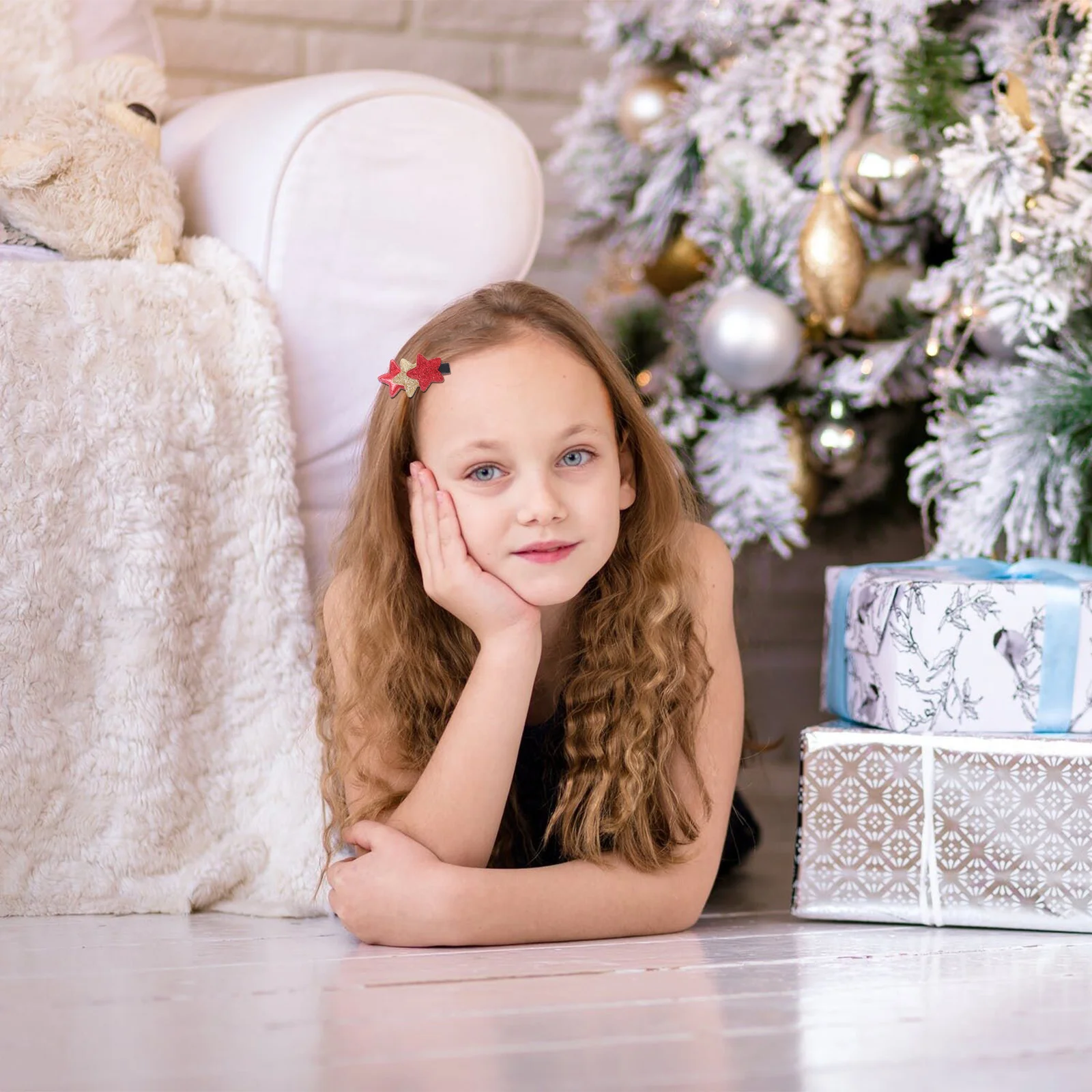 6 pinzas navideñas para el cabello, lindas horquillas navideñas para niñas, mini accesorios ligeros para el cabello, ideales para fiestas navideñas y cumpleaños