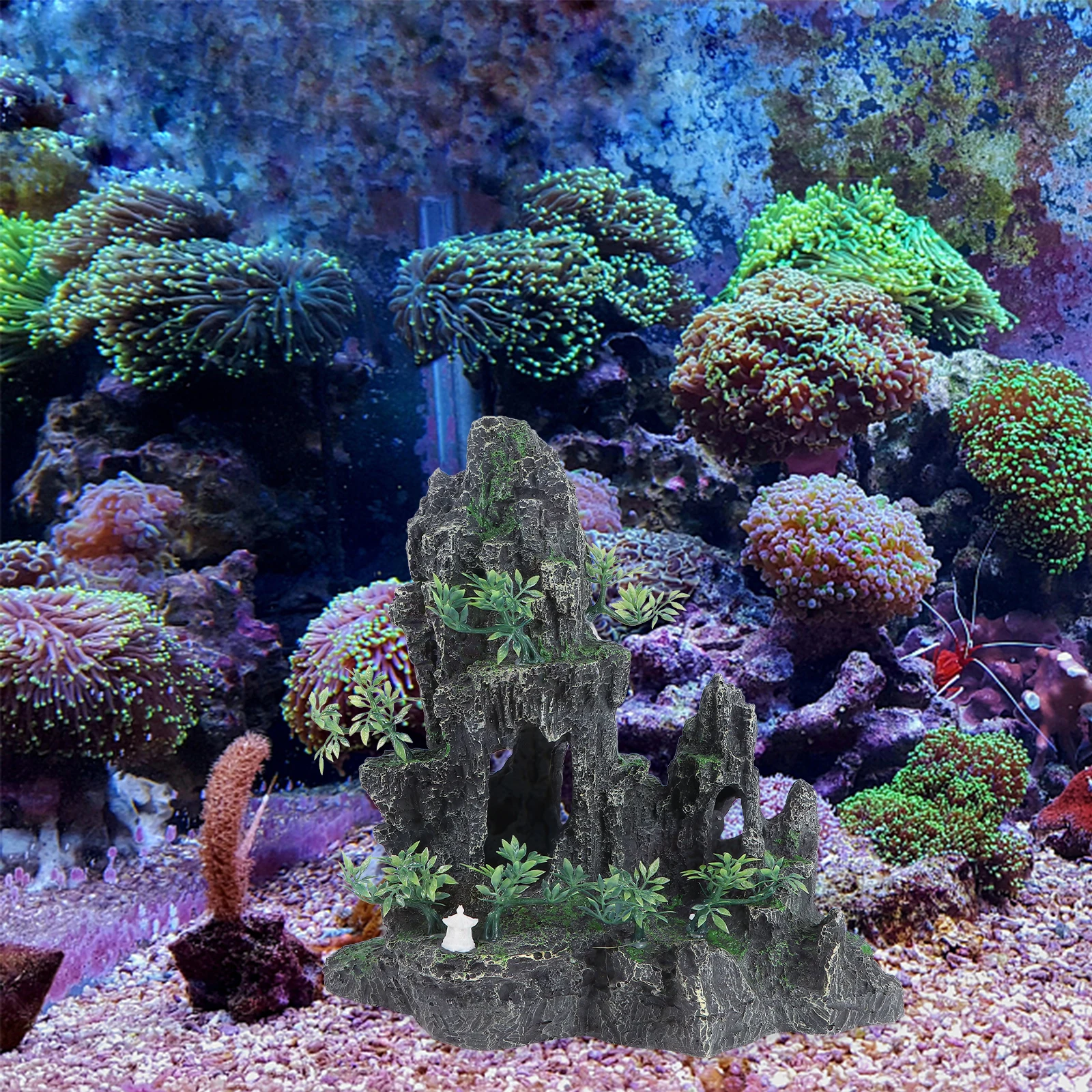 

Resin Aquarium Decor Rockery Ornament for Fish Tank Artificial Landscape Enhancement with Hiding Place Fresh Or