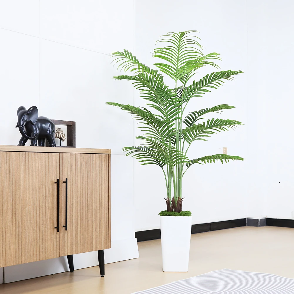 Palmera Artificial de 5 pies, planta de palma Tropical de imitación, plantas Dypsis Lutescens en maceta para decoración del hogar, oficina y sala de estar