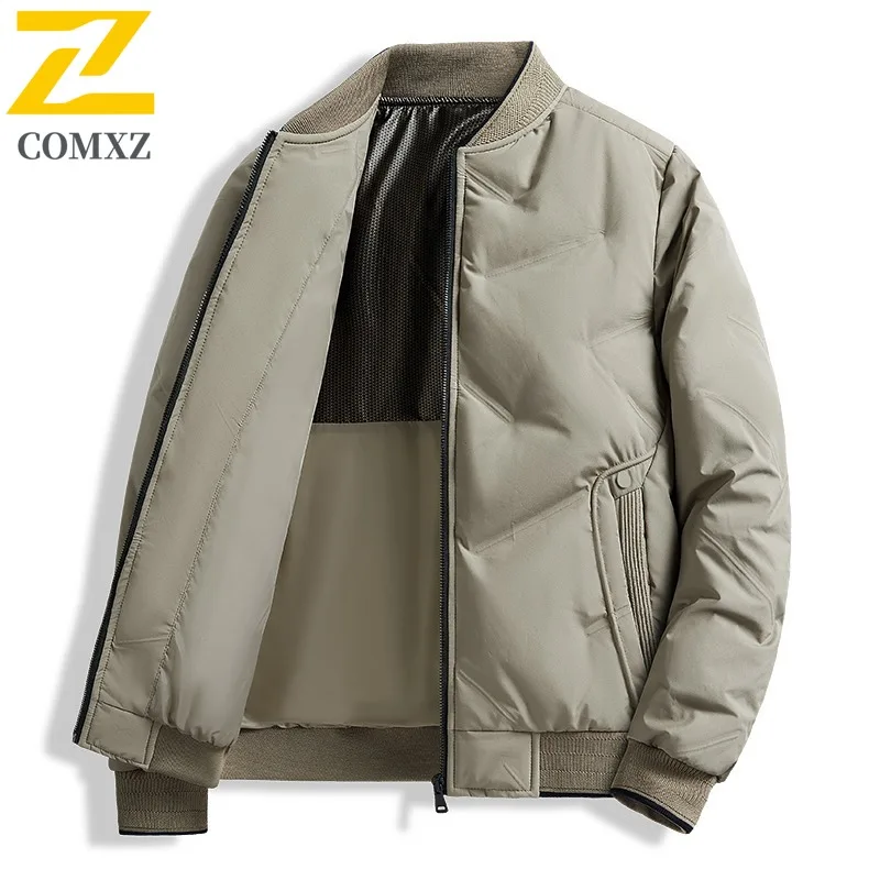 

COMXZ Men Workwear Baseball Collar Down Jacket Autumn Winter New Graphene Inner Layer Business Casual outdoor sports Down Coat