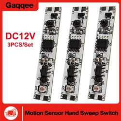 3PCS Motion Sensor Hand Sweep Switch DC12V Hand Wave Scan IR Sensor Switch ON/OFF DIY LED Closet Cabinet Light Wardrobe Lamp