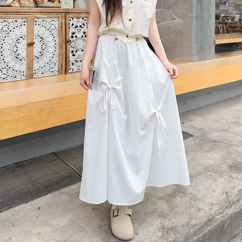 تنورة عمال بتفاصيل القوس للنساء بخصر عالٍ تنورة متوسطة الطول غير رسمية على شكل حرف a