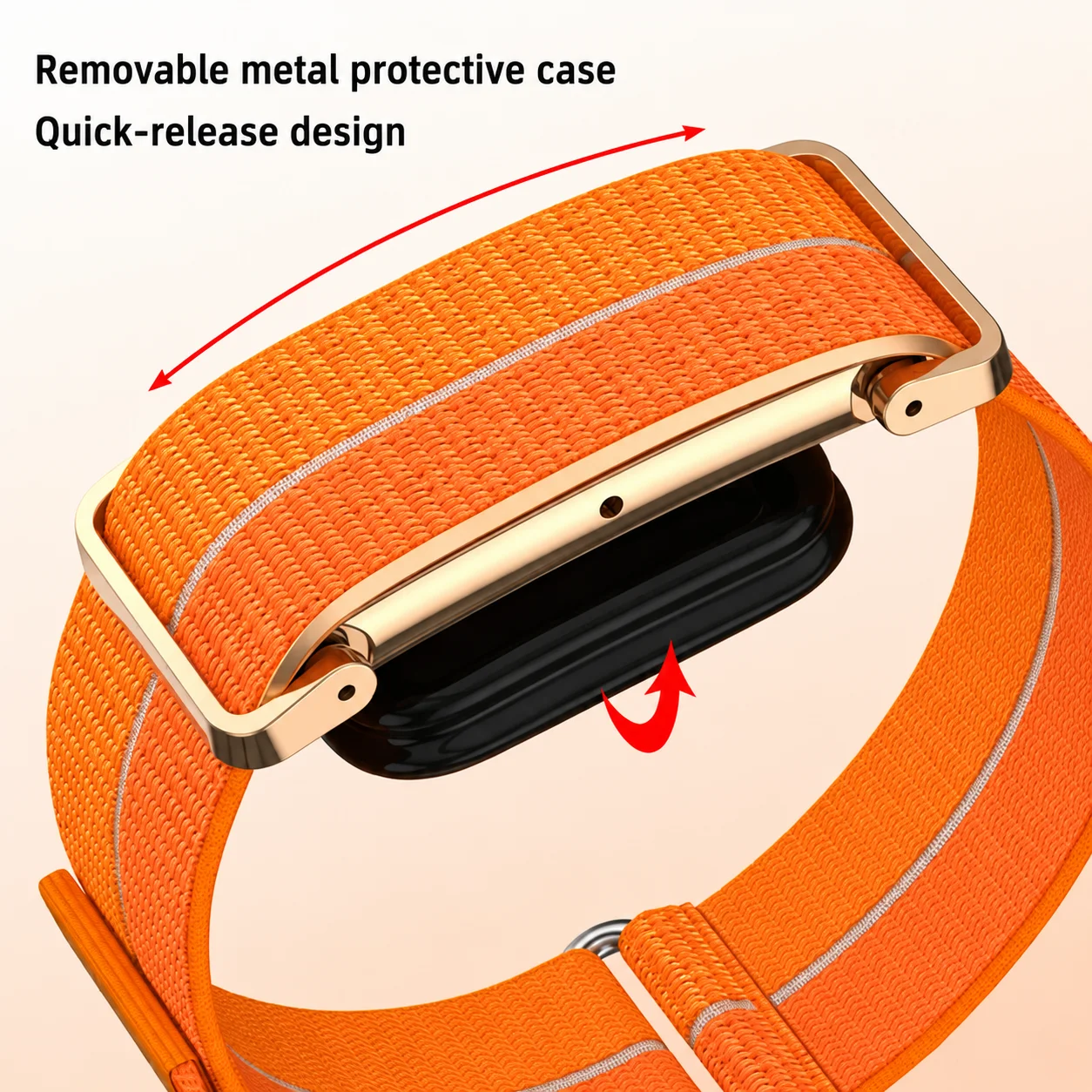 Metal Protective Case Nylon Strap Wrist Band for Google Fitbit Air Ultra-Slim Feather-Light Breathable Quick Release Replacement