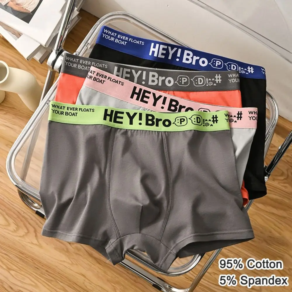 

4PCS Letter Printed Men's Cotton Panties Mid Waist Underpants Seamless Underwear for Men Briefs Thin Male Shorts Boxer Gifts