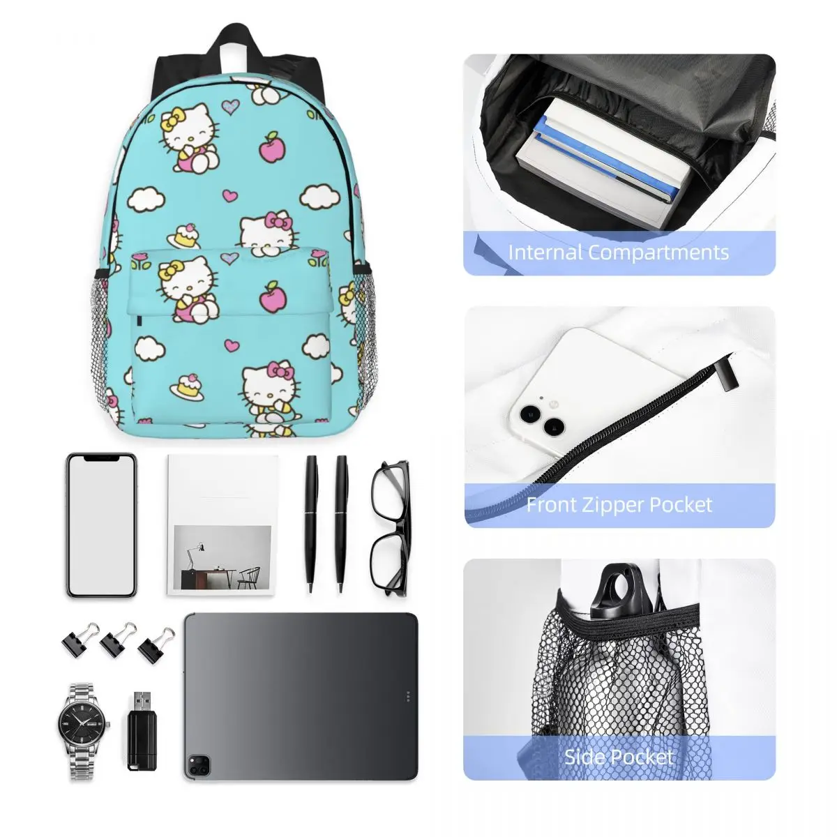 Hello Kitty Compact 15-Inch Backpack - Stylish Lightweight Bag Perfect for Students and Commuters