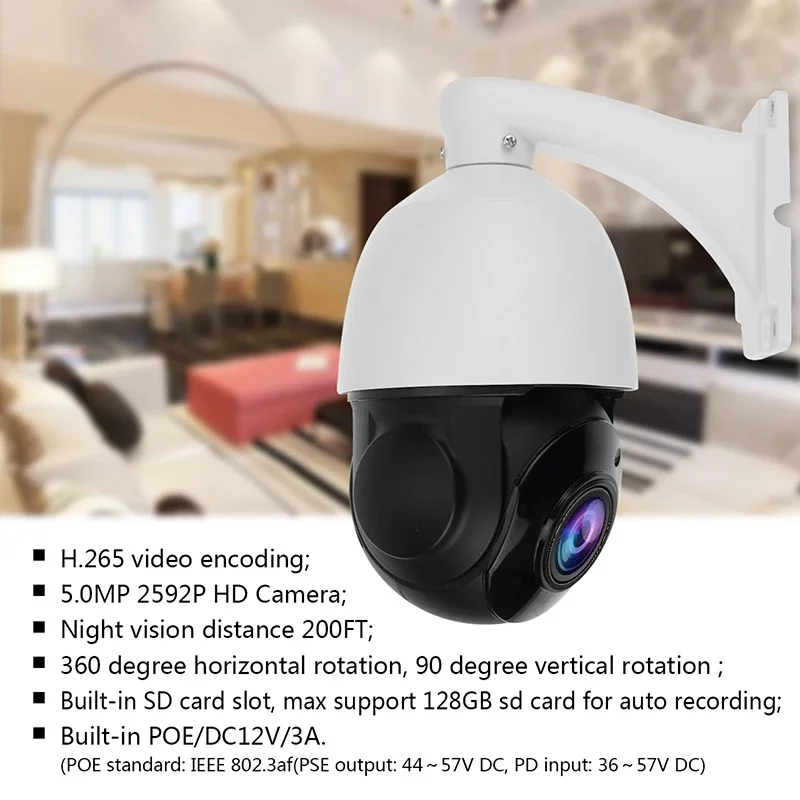 JideTech Ful  HD 5MP 20X Optical ZOOM Waterproof Camera 360 Degree Wide Angle Speed Dome POE PTZ IP Camera With SD Card Slot