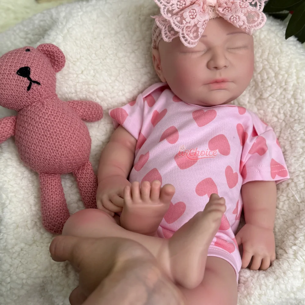 22 "มือวาดซิลิโคน Reborn ตุ๊กตาเด็กทารกเหมือนจริง Full Body Platinum ทารกแรกเกิด Bebe สาวสําหรับสะสมของขวัญและงานศิลปะ DIY